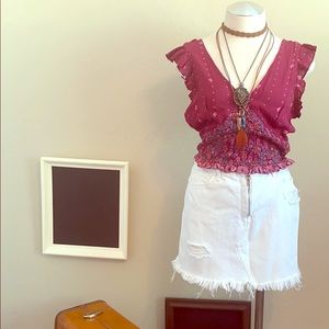 Maroon pattern crop top